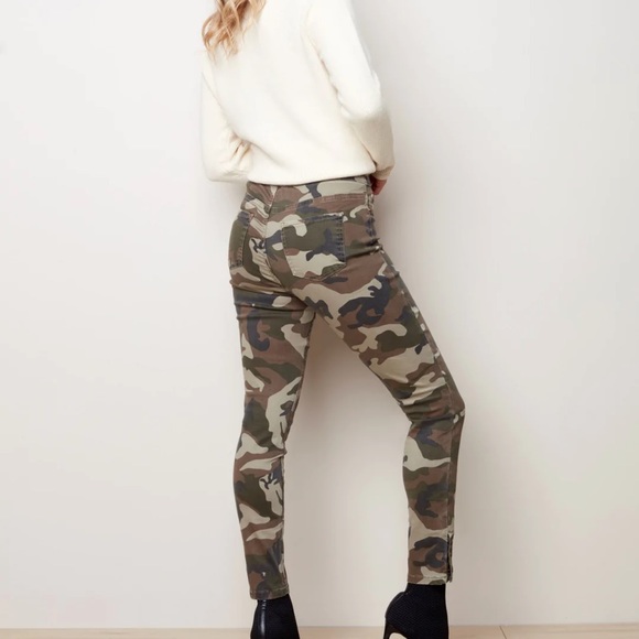Charlie B Camo Twill Pants With Snap Button Hem 2 - Picture 3 of 4